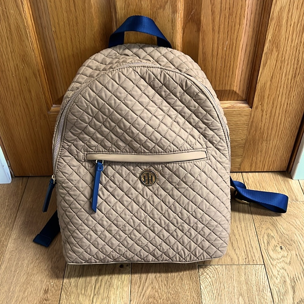 Tommy Hilfiger Medium size  Backpack quilted camel tan color